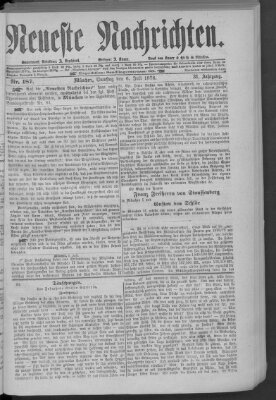 Neueste Nachrichten (Münchner neueste Nachrichten) Samstag 6. Juli 1878