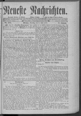 Neueste Nachrichten (Münchner neueste Nachrichten) Dienstag 9. Juli 1878