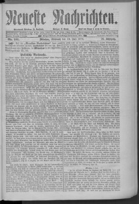 Neueste Nachrichten (Münchner neueste Nachrichten) Mittwoch 10. Juli 1878