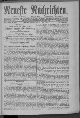 Neueste Nachrichten (Münchner neueste Nachrichten) Sonntag 21. Juli 1878