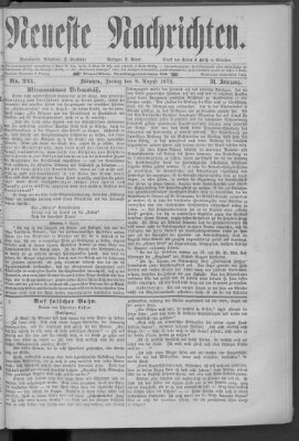 Neueste Nachrichten (Münchner neueste Nachrichten) Freitag 9. August 1878