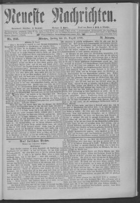 Neueste Nachrichten (Münchner neueste Nachrichten) Freitag 23. August 1878