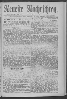 Neueste Nachrichten (Münchner neueste Nachrichten) Sonntag 1. September 1878