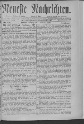 Neueste Nachrichten (Münchner neueste Nachrichten) Samstag 7. September 1878