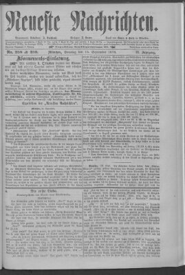 Neueste Nachrichten (Münchner neueste Nachrichten) Sonntag 15. September 1878