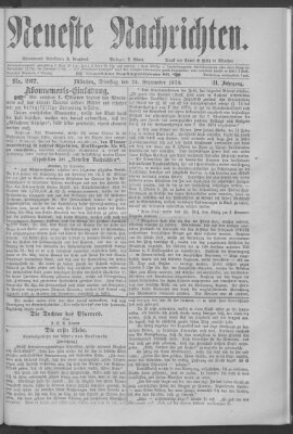 Neueste Nachrichten (Münchner neueste Nachrichten) Dienstag 24. September 1878