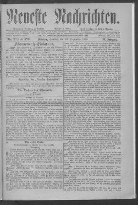 Neueste Nachrichten (Münchner neueste Nachrichten) Sonntag 29. September 1878