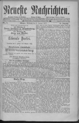 Neueste Nachrichten (Münchner neueste Nachrichten) Mittwoch 3. Januar 1877