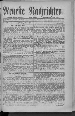 Neueste Nachrichten (Münchner neueste Nachrichten) Mittwoch 10. Januar 1877