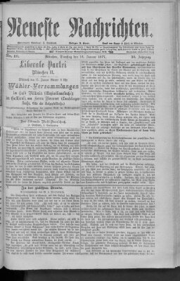 Neueste Nachrichten (Münchner neueste Nachrichten) Dienstag 16. Januar 1877