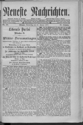 Neueste Nachrichten (Münchner neueste Nachrichten) Donnerstag 25. Januar 1877