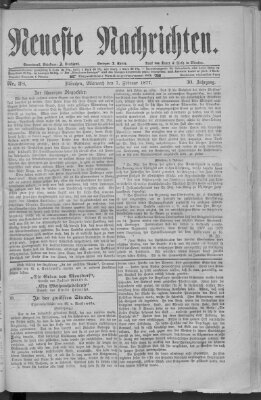 Neueste Nachrichten (Münchner neueste Nachrichten) Mittwoch 7. Februar 1877