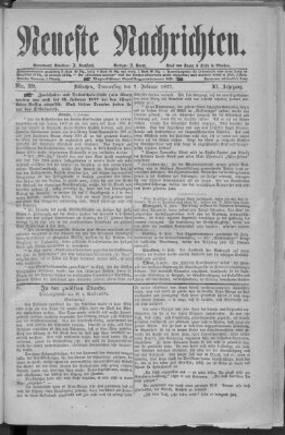 Neueste Nachrichten (Münchner neueste Nachrichten) Donnerstag 8. Februar 1877