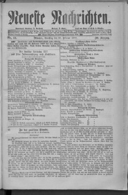 Neueste Nachrichten (Münchner neueste Nachrichten) Samstag 10. Februar 1877