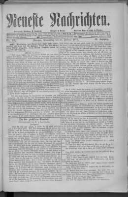 Neueste Nachrichten (Münchner neueste Nachrichten) Donnerstag 15. Februar 1877