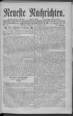 Neueste Nachrichten (Münchner neueste Nachrichten) Samstag 24. Februar 1877