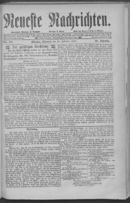 Neueste Nachrichten (Münchner neueste Nachrichten) Mittwoch 28. Februar 1877