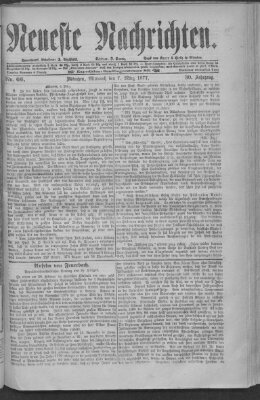 Neueste Nachrichten (Münchner neueste Nachrichten) Mittwoch 7. März 1877