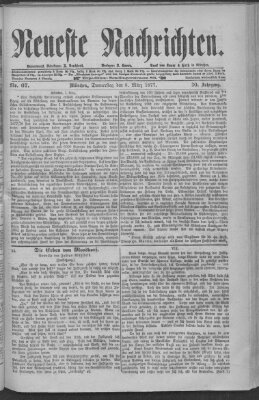 Neueste Nachrichten (Münchner neueste Nachrichten) Donnerstag 8. März 1877