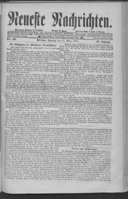 Neueste Nachrichten (Münchner neueste Nachrichten) Samstag 10. März 1877