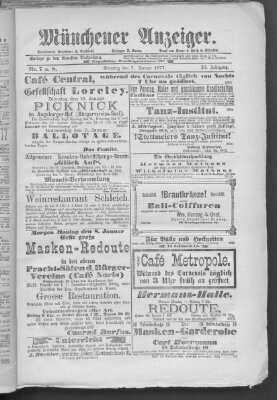 Münchener Anzeiger (Münchner neueste Nachrichten) Sonntag 7. Januar 1877