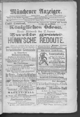 Münchener Anzeiger (Münchner neueste Nachrichten) Mittwoch 17. Januar 1877