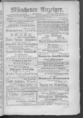 Münchener Anzeiger (Münchner neueste Nachrichten) Freitag 19. Januar 1877