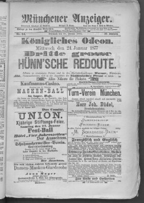 Münchener Anzeiger (Münchner neueste Nachrichten) Mittwoch 24. Januar 1877