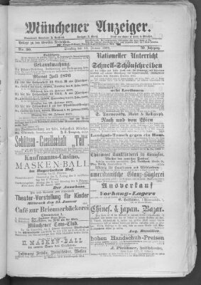 Münchener Anzeiger (Münchner neueste Nachrichten) Dienstag 30. Januar 1877