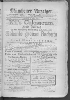 Münchener Anzeiger (Münchner neueste Nachrichten) Mittwoch 31. Januar 1877