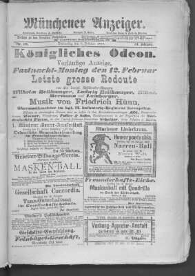 Münchener Anzeiger (Münchner neueste Nachrichten) Donnerstag 8. Februar 1877