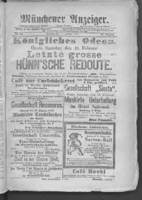 Münchener Anzeiger (Münchner neueste Nachrichten) Samstag 10. Februar 1877