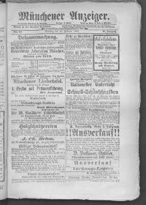 Münchener Anzeiger (Münchner neueste Nachrichten) Dienstag 20. Februar 1877