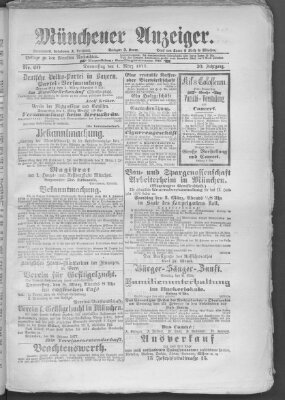 Münchener Anzeiger (Münchner neueste Nachrichten) Donnerstag 1. März 1877