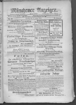 Münchener Anzeiger (Münchner neueste Nachrichten) Samstag 10. März 1877