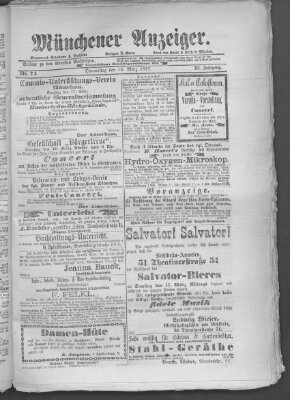 Münchener Anzeiger (Münchner neueste Nachrichten) Donnerstag 15. März 1877