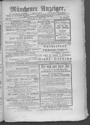 Münchener Anzeiger (Münchner neueste Nachrichten) Samstag 17. März 1877