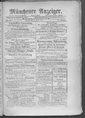 Münchener Anzeiger (Münchner neueste Nachrichten) Samstag 24. März 1877