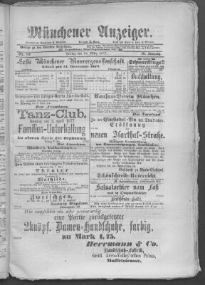 Münchener Anzeiger (Münchner neueste Nachrichten) Freitag 30. März 1877