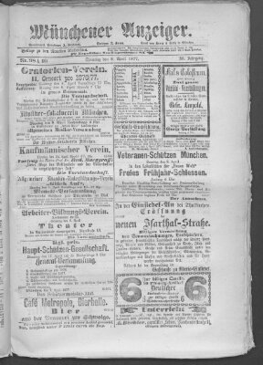 Münchener Anzeiger (Münchner neueste Nachrichten) Sonntag 8. April 1877