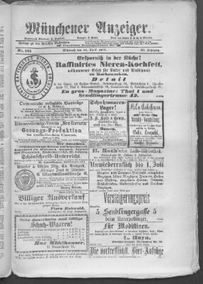 Münchener Anzeiger (Münchner neueste Nachrichten) Mittwoch 11. April 1877