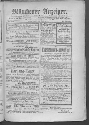 Münchener Anzeiger (Münchner neueste Nachrichten) Donnerstag 19. April 1877