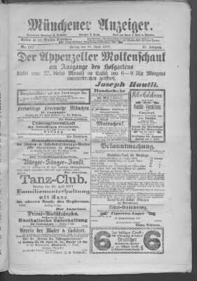 Münchener Anzeiger (Münchner neueste Nachrichten) Freitag 27. April 1877