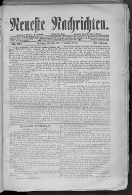 Neueste Nachrichten (Münchner neueste Nachrichten) Samstag 7. Oktober 1876