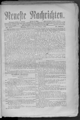 Neueste Nachrichten (Münchner neueste Nachrichten) Mittwoch 11. Oktober 1876