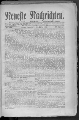 Neueste Nachrichten (Münchner neueste Nachrichten) Donnerstag 12. Oktober 1876