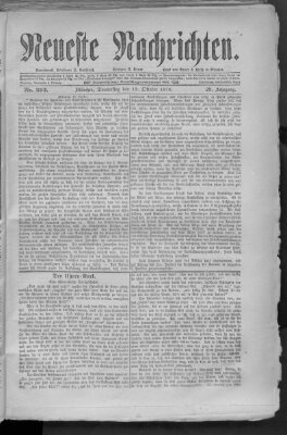 Neueste Nachrichten (Münchner neueste Nachrichten) Donnerstag 19. Oktober 1876