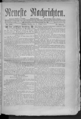 Neueste Nachrichten (Münchner neueste Nachrichten) Samstag 28. Oktober 1876