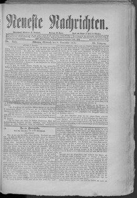 Neueste Nachrichten (Münchner neueste Nachrichten) Mittwoch 8. November 1876