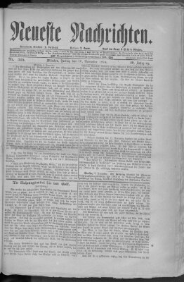 Neueste Nachrichten (Münchner neueste Nachrichten) Freitag 10. November 1876